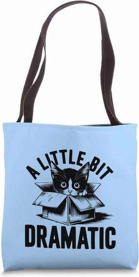A Little Bit Dramatic Black Kitten in Box Funny and Cute Tote Bag