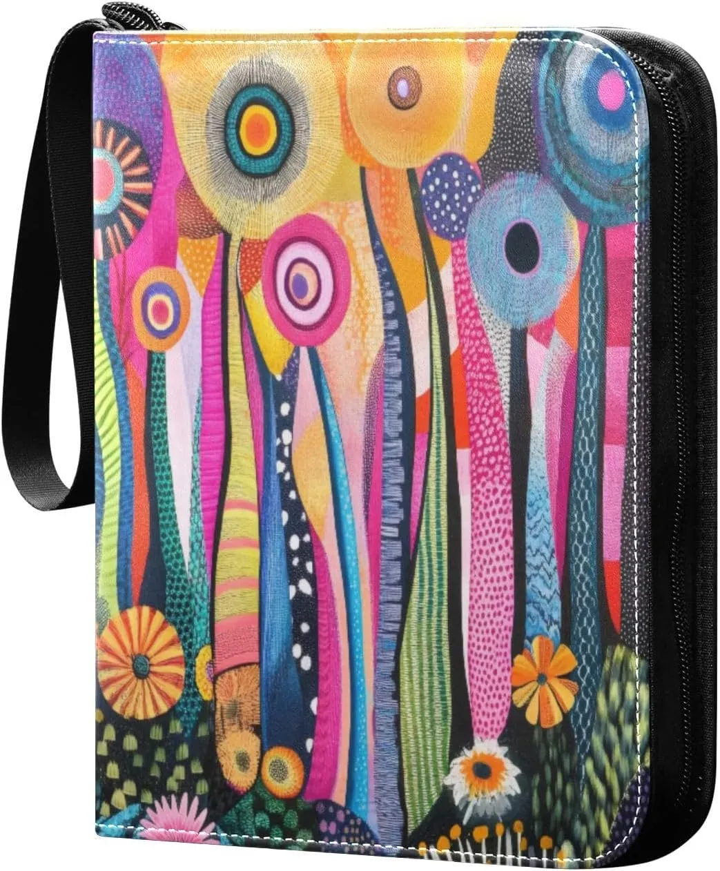 Abstract Colorful Card Binder 4-Pocket, 400 Pockets Card Holder with 50 Removable Sleeves and Zipper for Games Baseball Football Sports Card