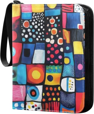 Abstract Colorful Card Binder, 400 Pockets Card Holder with 50 Sleeves, Sturdy Card Holder Folders for Game Cards & Sports Cards