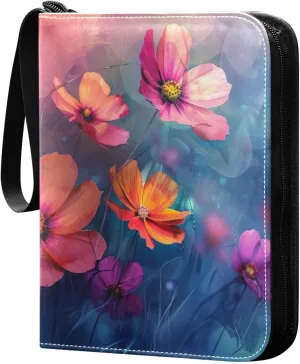 Abstract Floral Painting Card Binder, 400 Pockets Card Holder with 50 Sleeves, Sturdy Card Holder Folders for Game Cards & Sports Cards