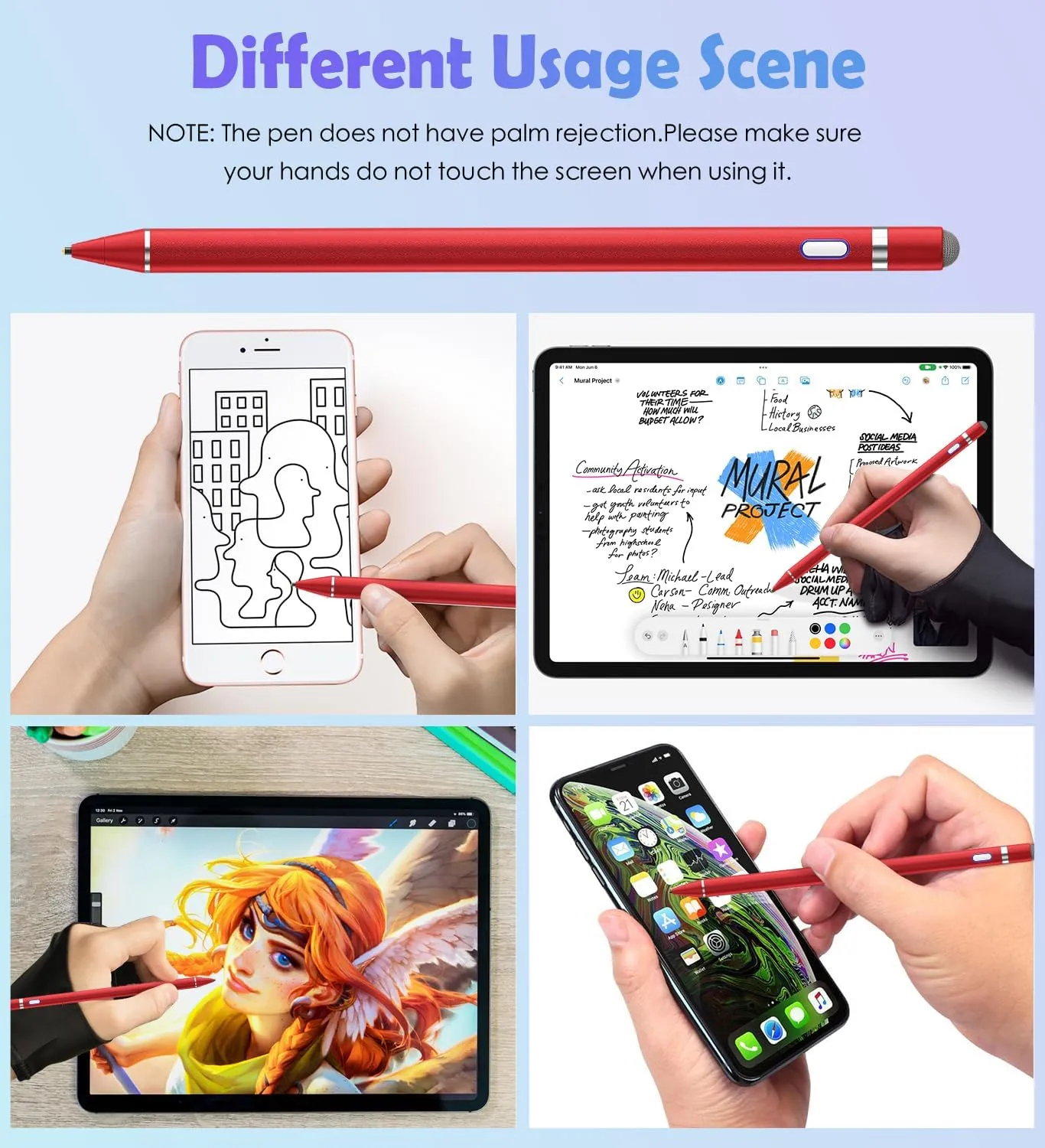 Active Stylus Pen for Touch Screens, Dual Pen Tips for Drawing &Writing,High Precise Universal Digital Pencil for Tablet/Phone/Sam-Sung/K-indle,i-Pad Air/Pro/Mini,A-pple i-Phone 16/15/14/13/12/11/X/8