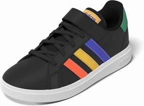 adidas Boy's Grand Court 2.0 EL (Little Kid/Big Kid) Core Black/Lucid Blue/Court Green 5.5 Big Kid M