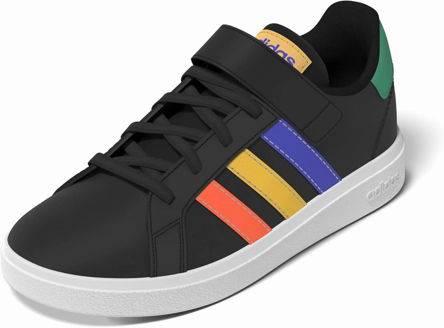adidas Boy's Grand Court 2.0 EL (Little Kid/Big Kid) Core Black/Lucid Blue/Court Green 5.5 Big Kid M