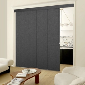Adjustable Panel Track Blinds Blackout Vertical Blinds with Valance, Sliding Glass Door Blinds, Room Dividers, Retractable Track from 70" to 133" W, Trimmable Panel Up to 102" H (Dark Grey)