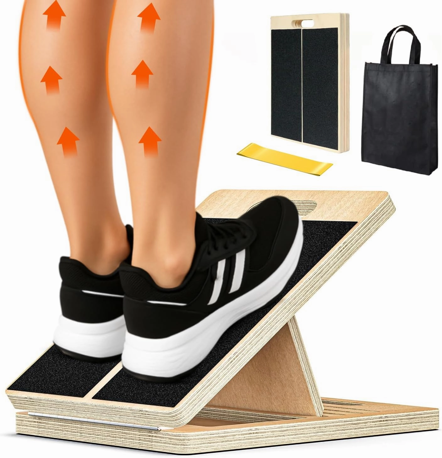Adjustable Wooden Slant Board for Calf Stretching – Incline Wedge for Ankle, Heel, Knee & Leg Pain Relief – Squat & Mobility Equipment for Physical Therapy & Home Gym