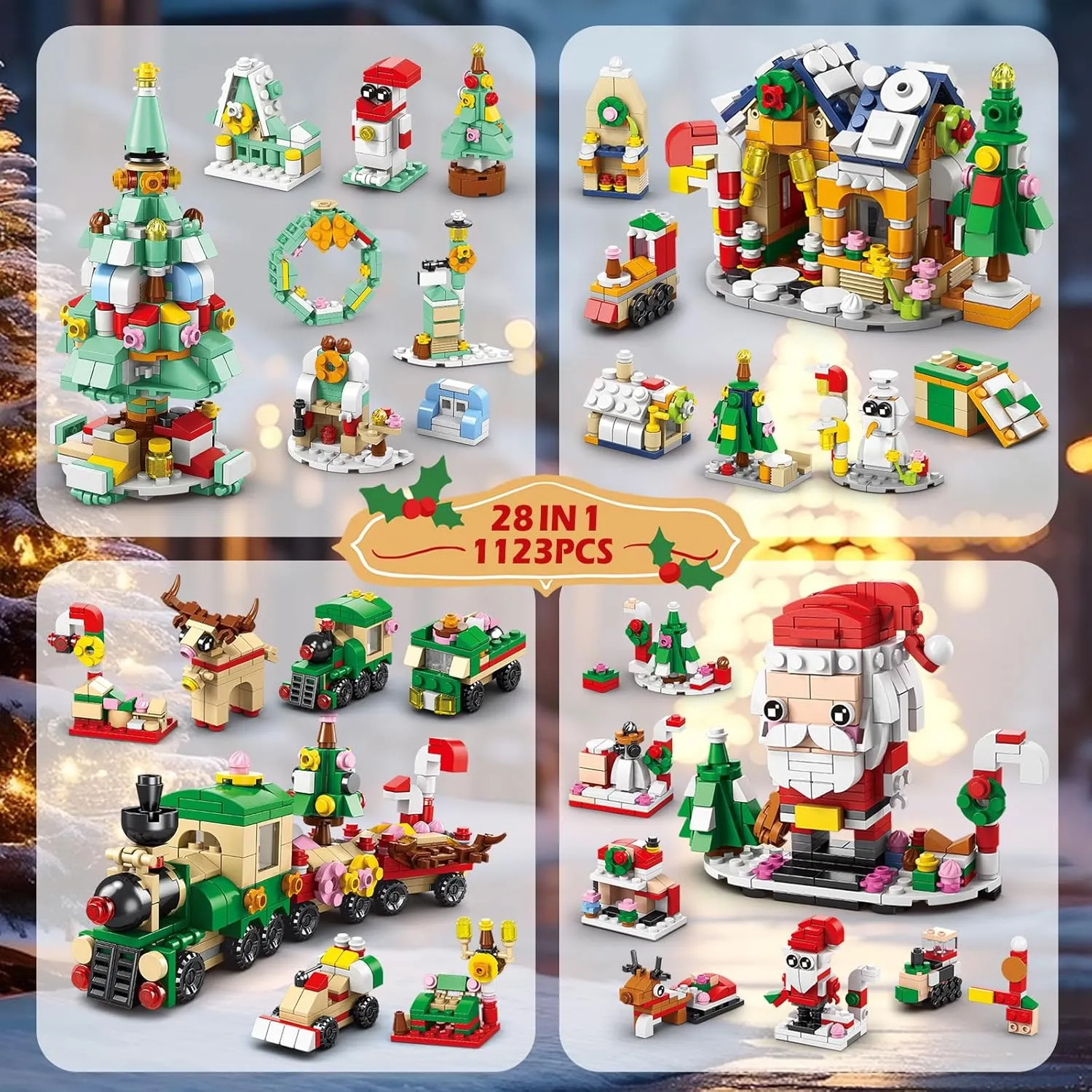 Advent Calendar 2024 Christmas Train Building Blocks Set - 24 Days Building Blocks Toys for Kids Adult Holiday Countdown Calendars Xmas Thanksgiving Gifts