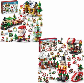 Advent Calendar 2024 Christmas Train Building Blocks Set - 24 Days Building Blocks Toys for Kids Adult Holiday Countdown Calendars Xmas Gifts Stocking Stuffers