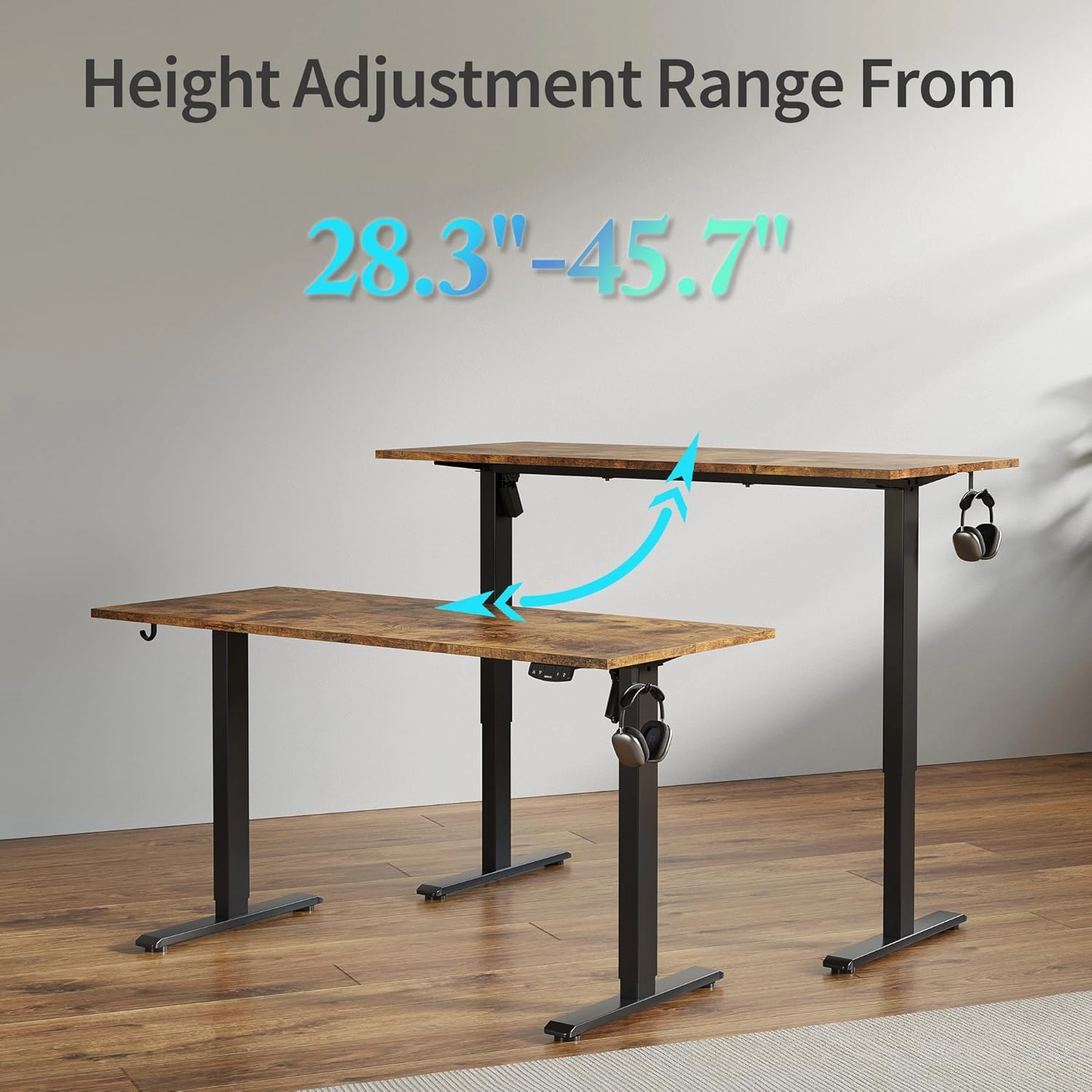 Agilestic Electric Standing Desk, 48 x 24 Inches Height Adjustable Desk, Sit Stand up for Work Office Home, Ergonomic Rising Computer Table with Memory Preset, Rustic Brown