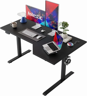 Agilestic Electric Standing Desk, L-Shaped 55 Inches Height Adjustable Desk, Sit and Stand up Desk for Work Office Home, Ergonomic Rising Computer Table for Home Office with Splice Board, Black