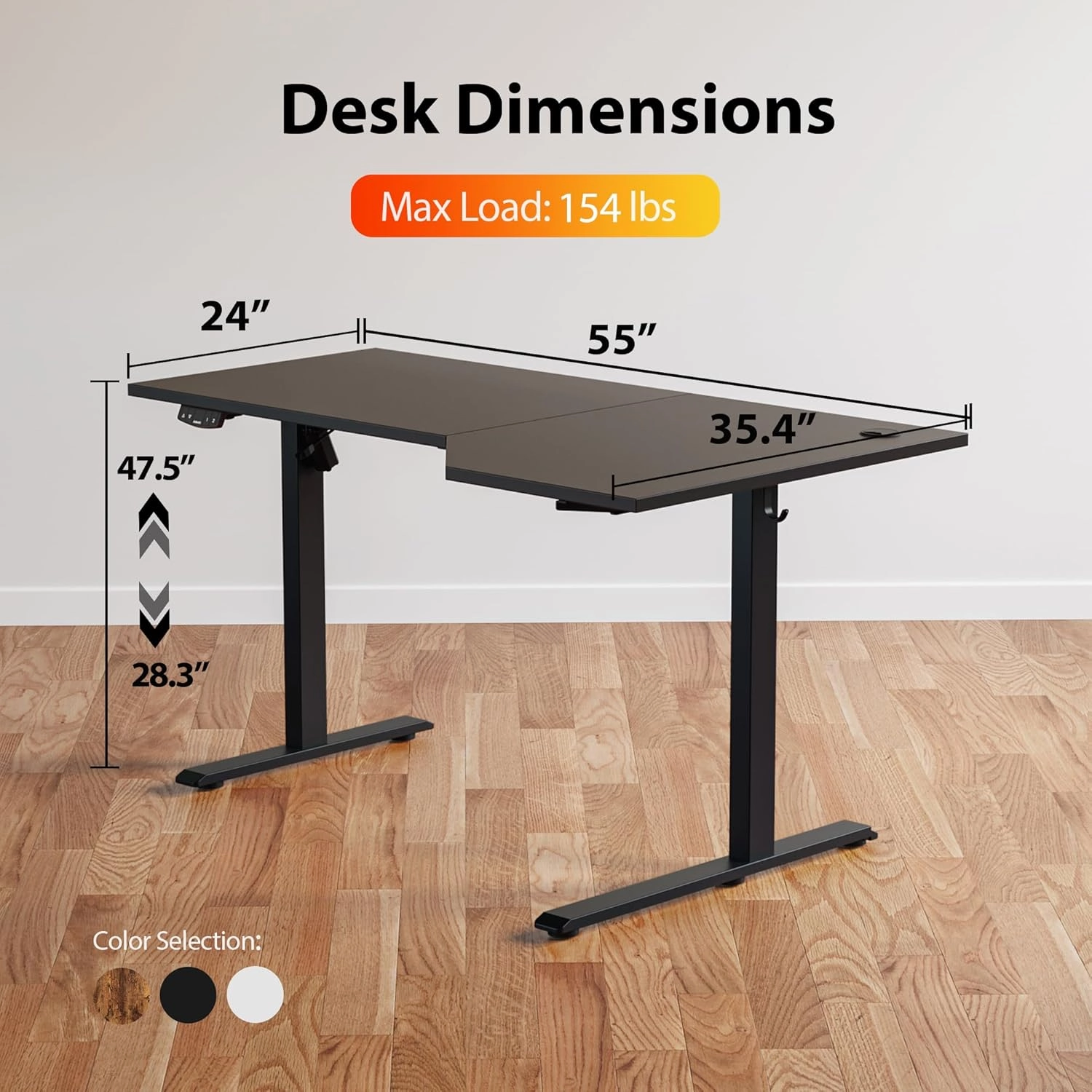 Agilestic Electric Standing Desk, L-Shaped 55 Inches Height Adjustable Desk, Sit and Stand up Desk for Work Office Home, Ergonomic Rising Computer Table for Home Office with Splice Board, Black