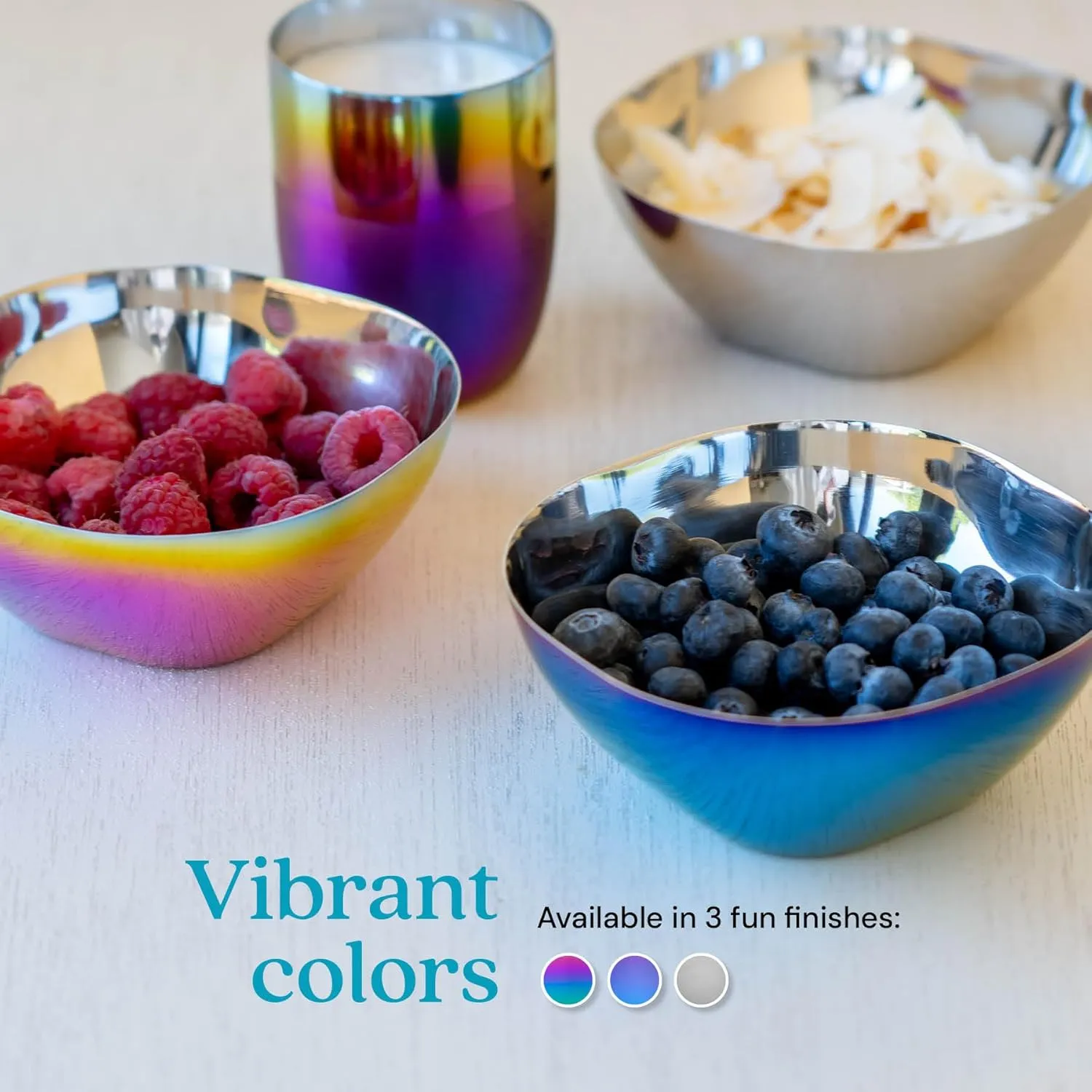 Ahimsa Stainless Steel Bowls for Kids - Pediatrician Designed, 12oz Toddler Bowl, Non Toxic Stainless Steel Snack Bowls Set, Non Plastic Kids Bowl, Dishwasher Safe (Set of 4 Blue)