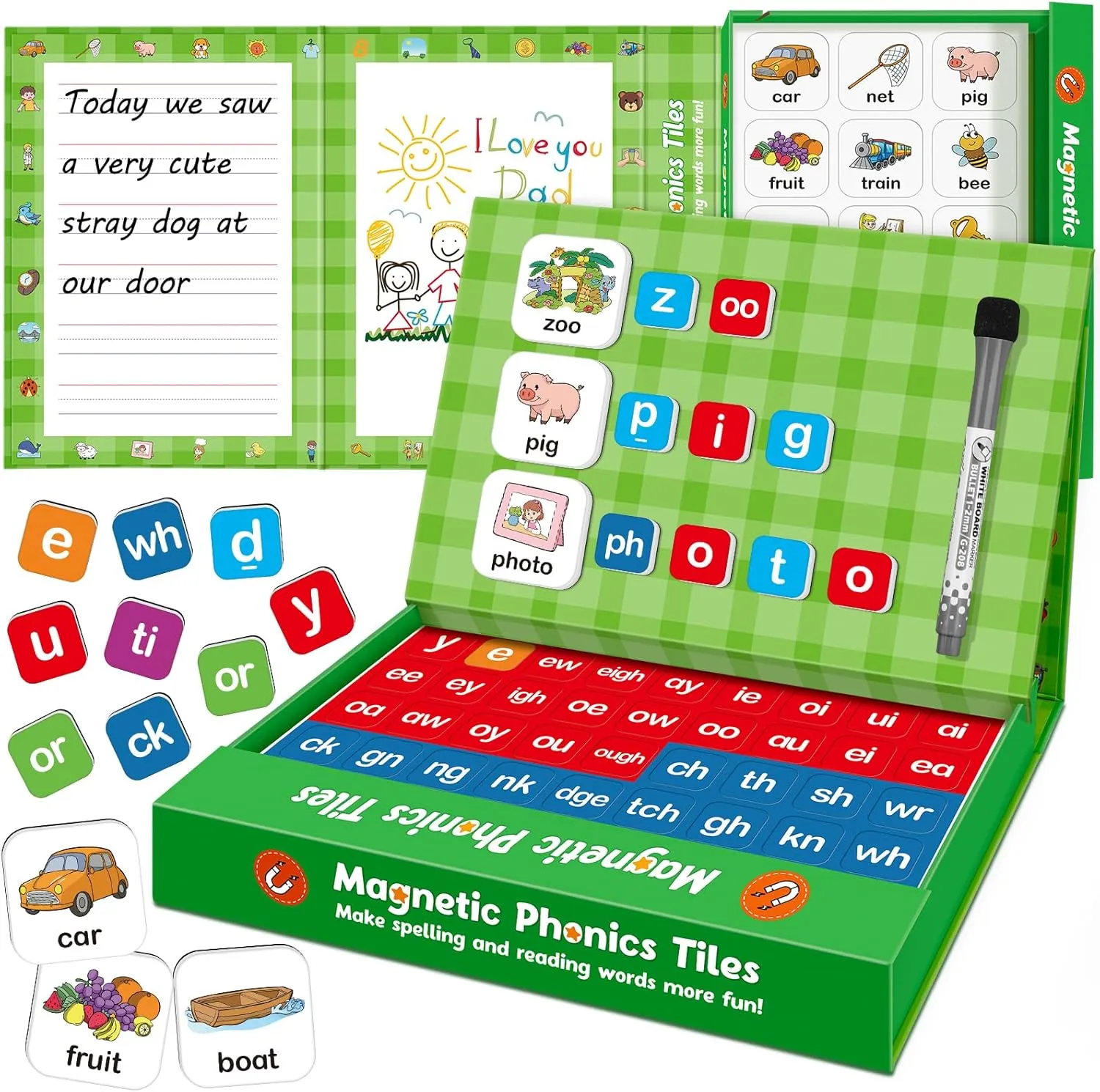 Aizweb Magnetic Letters, Phonics Games Letter Tiles Alphabet Magnets Learn to Read Spelling Phonemic Awareness Speech Therapy Science Reading Manipulative Elkonin Box Preschool Kindergarten Classroom