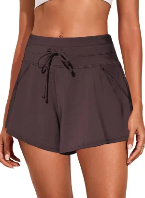 Aleumdr Women's 3" Swim Board Shorts Tummy Control Swim Bottom High Waisted Quick Dry Tankini Bottom with Pockets