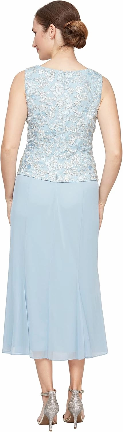 Alex Evenings Women's Plus Size Tea Length Button-Front Jacket Dress