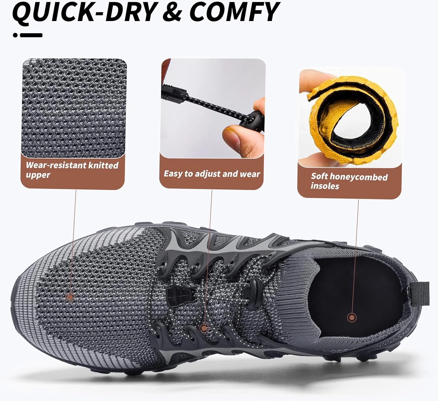 Alibress Water Shoes for Women Men Quick-Dry Aqua Shoes Men's Hiking Water Shoes Women's Beach Shoes Lightweight Water Sports Shoes for Swimming Fishing Kayaking