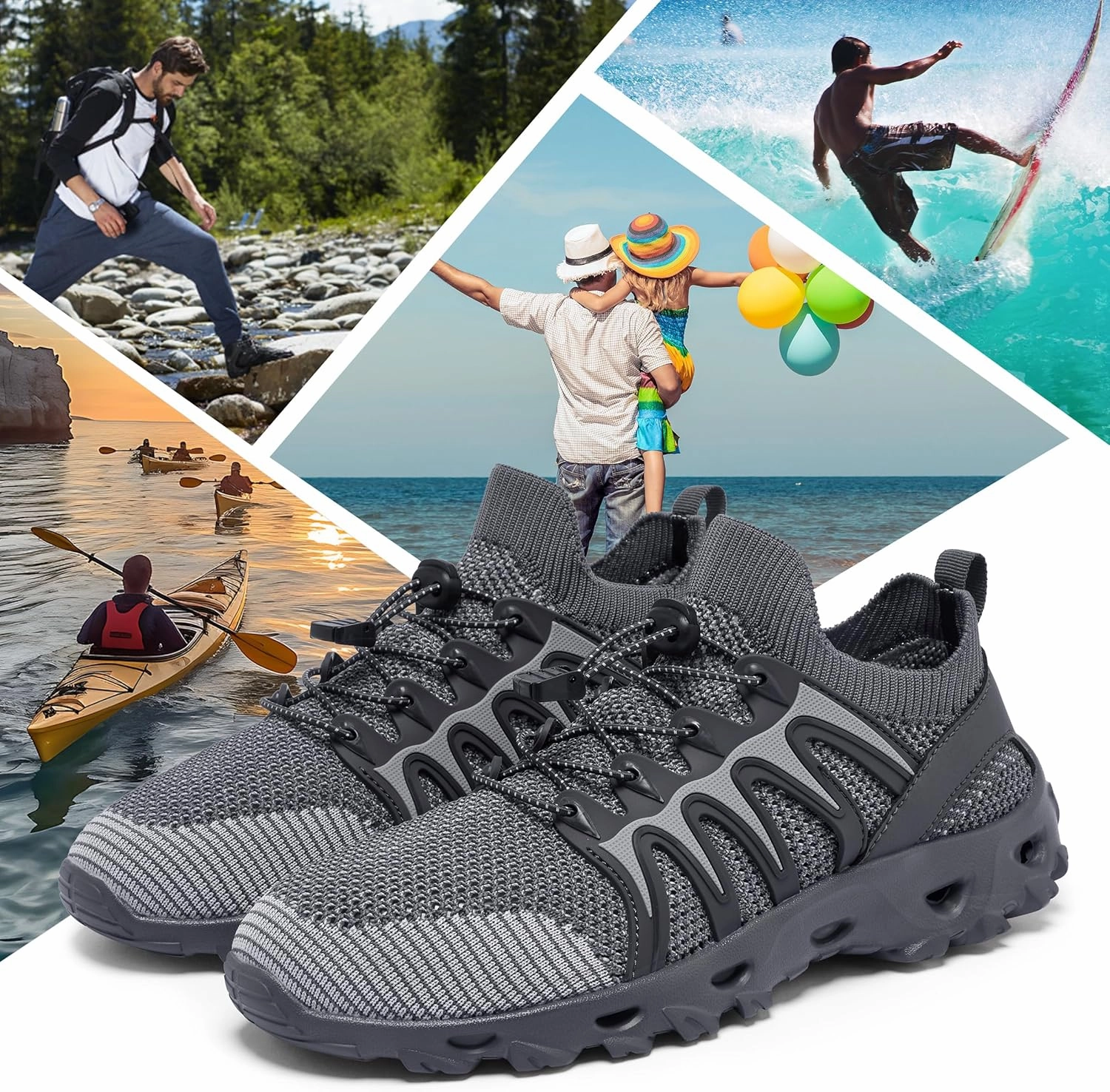 Alibress Water Shoes for Women Men Quick-Dry Aqua Shoes Men's Hiking Water Shoes Women's Beach Shoes Lightweight Water Sports Shoes for Swimming Fishing Kayaking