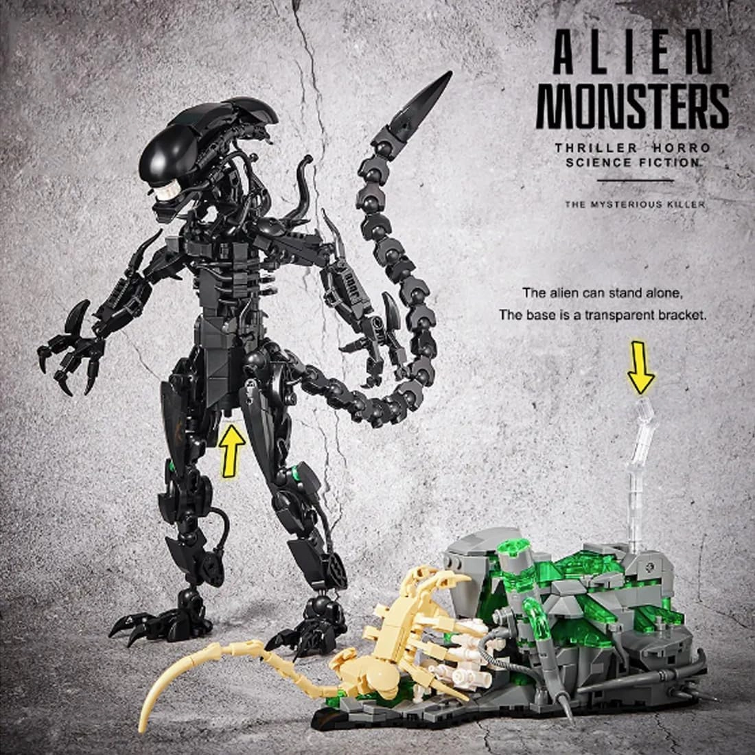 Alien Monsters Building Blocks Set, 958 PCS Xenomorph Model Building Blocks kit, MOC Monsters Building Brick, Creative Toys Gifts for Adults and Kids (Alien Monsters)
