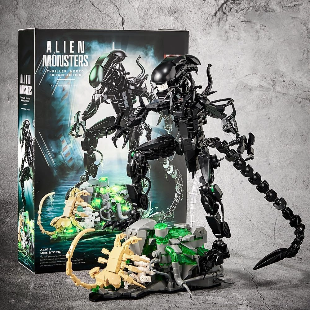 Alien Monsters Building Blocks Set, 958 PCS Xenomorph Model Building Blocks kit, MOC Monsters Building Brick, Creative Toys Gifts for Adults and Kids (Alien Monsters)