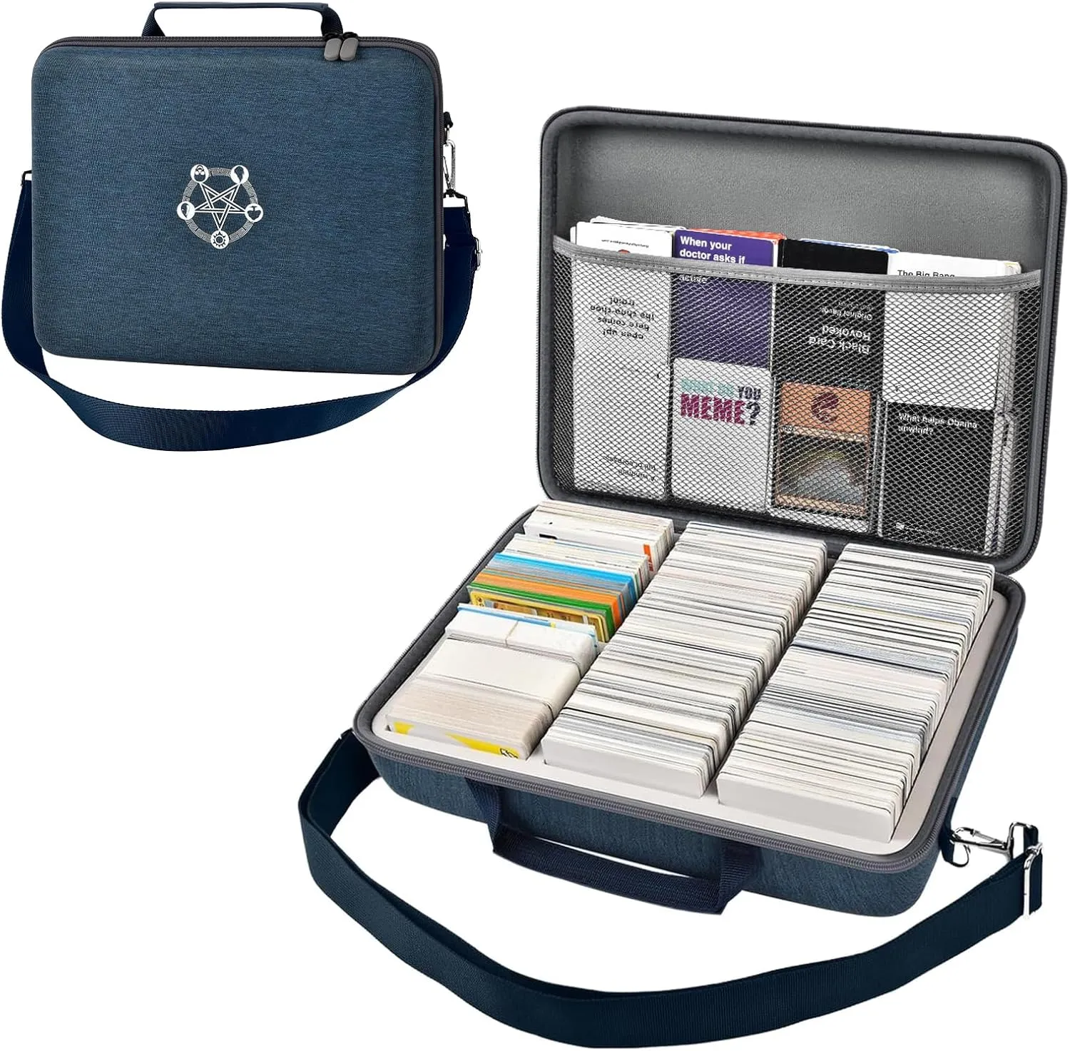 ALKOO Trading Card Case, 2000  Card Deck Box for MTG Commander, for YuGiOh, for Magic The Gathering, for Cards Against Humanity, Football Baseball Sports Collectible Cards Holder (Blue)