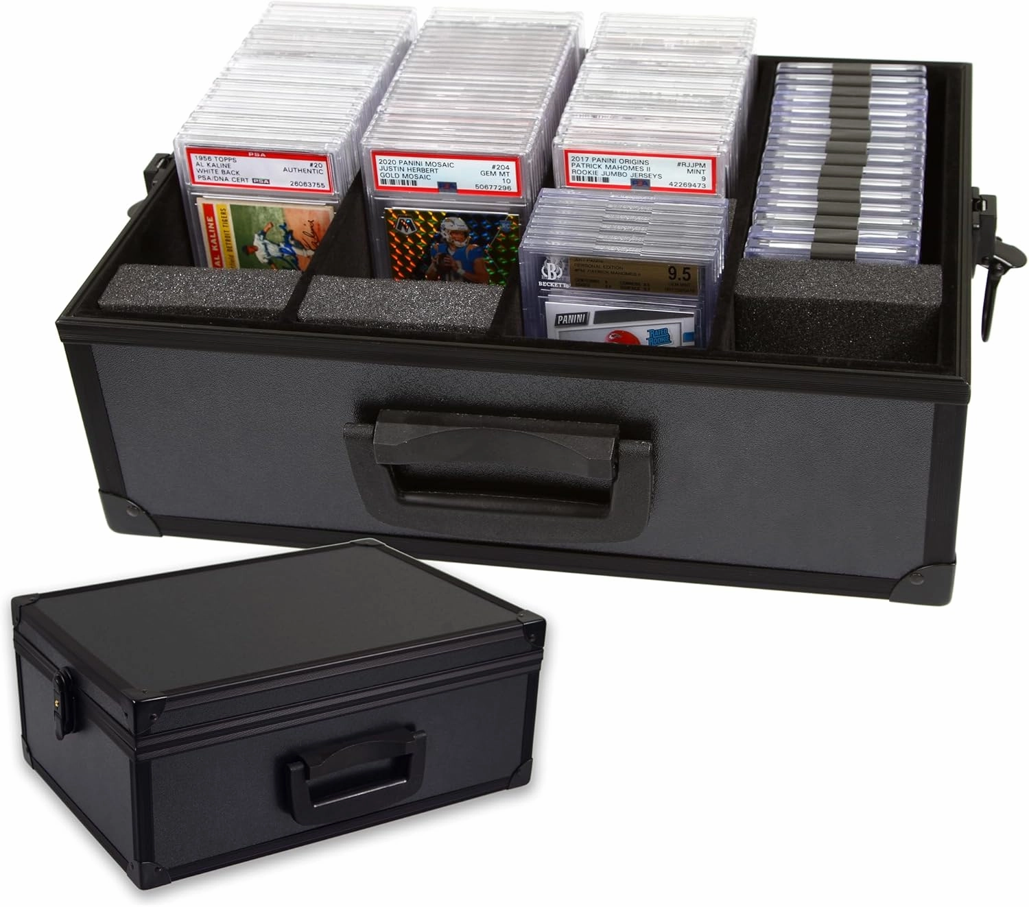 All In One Trading Card Storage Box - Graded Cards Toploader and One Touch Card Holder Sports Cards Case with Removable Lid - Fits Graded Slabs, Toploaders and Magnetic Cases