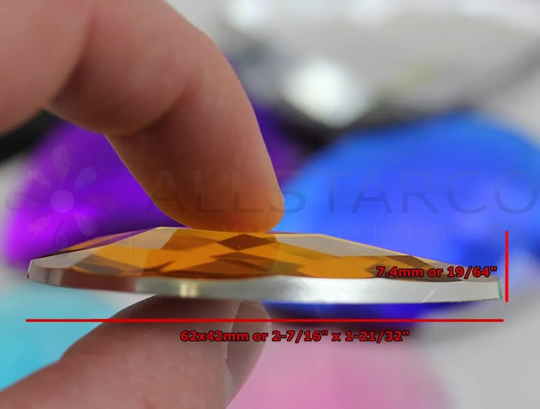 Allstarco 62x42mm Extra Large Flat Back Teardrop Acrylic Rhinestones Plastic Gems for Jewelry Making Costume Jewels Cosplay Card Making Embelishments Decor Crafts - 2 Pieces (Red Ruby H103)