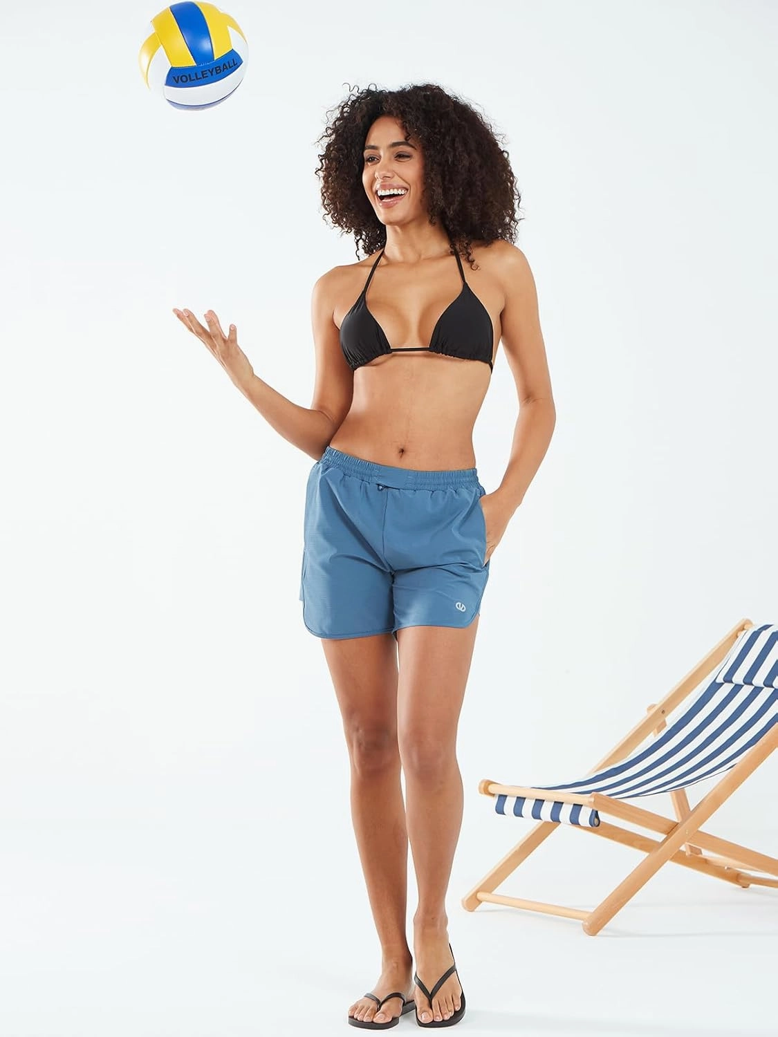 ALLZERO Women's Swim Board Shorts 5" with Pockets Quick Dry Beach Shorts with Liner Ruched Waistband