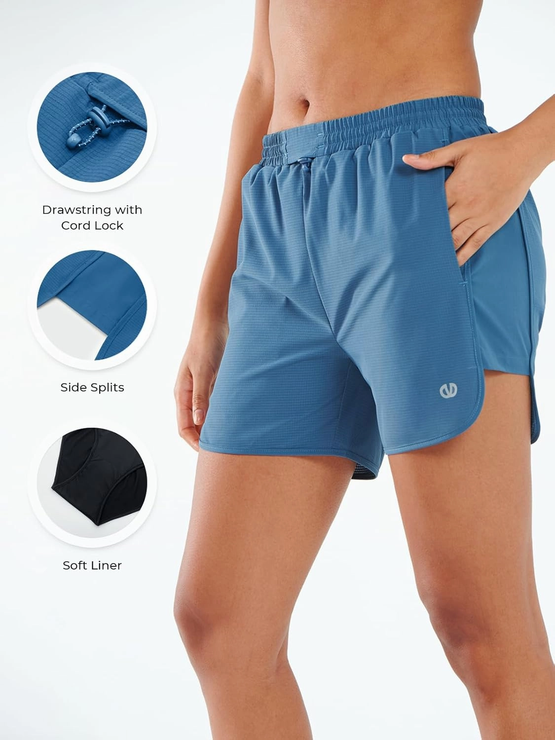 ALLZERO Women's Swim Board Shorts 5" with Pockets Quick Dry Beach Shorts with Liner Ruched Waistband