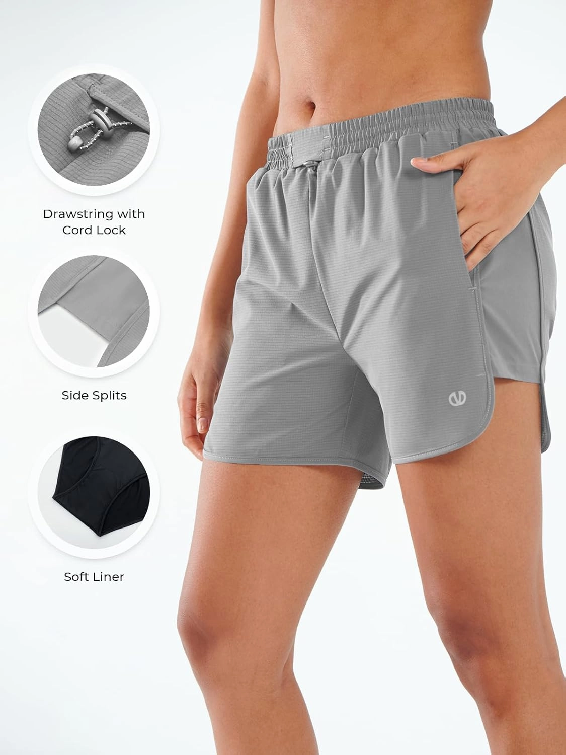 ALLZERO Women's Swim Board Shorts 5" with Pockets Quick Dry Beach Shorts with Liner Ruched Waistband