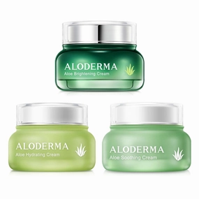 Aloderma Face Cream Set, 3 pieces - Hydrating Cream, Soothing Cream, Brightening Cream