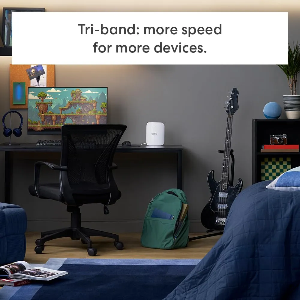 Amazon eero Pro 7 with 1 month free eero Plus (auto-renews) - Supports internet plans up to 5 Gbps, Coverage up to 6,000 sq. ft., Connect 600  devices, 3-pack