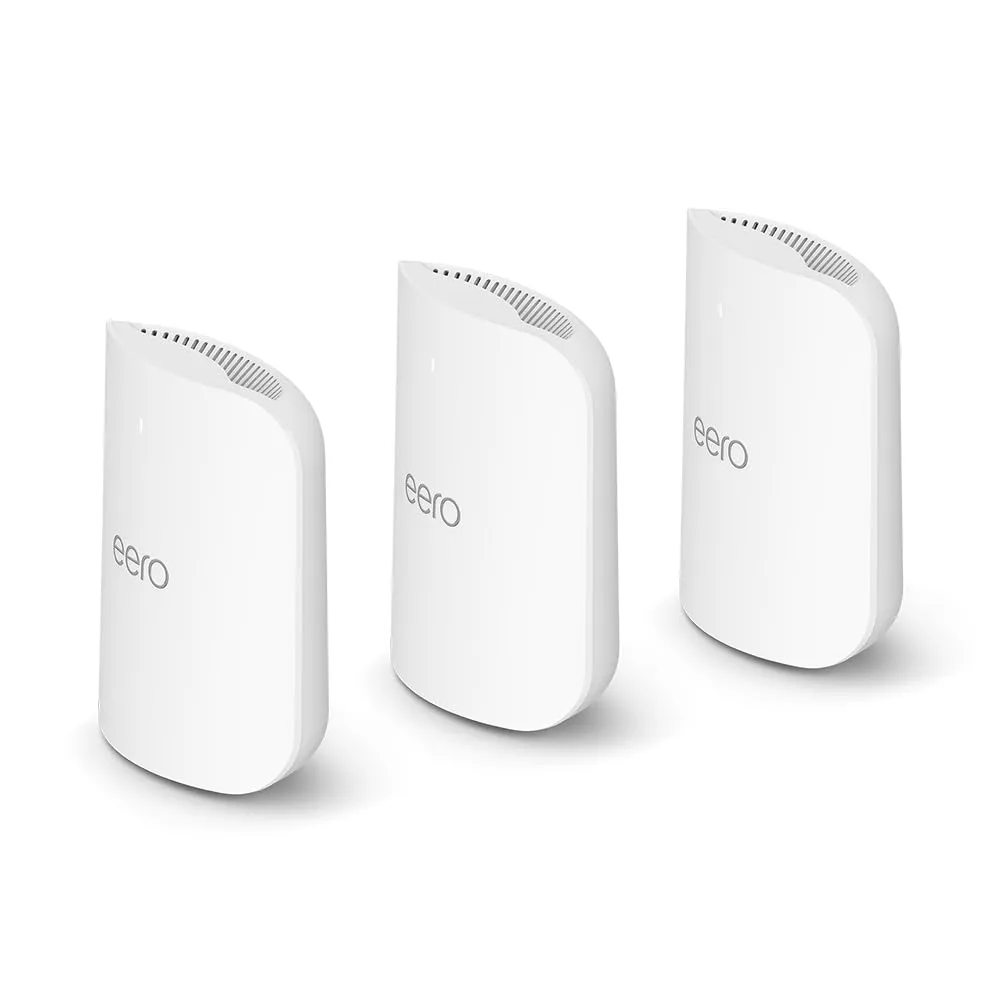 Amazon eero Pro 7 with 1 month free eero Plus (auto-renews) - Supports internet plans up to 5 Gbps, Coverage up to 6,000 sq. ft., Connect 600  devices, 3-pack
