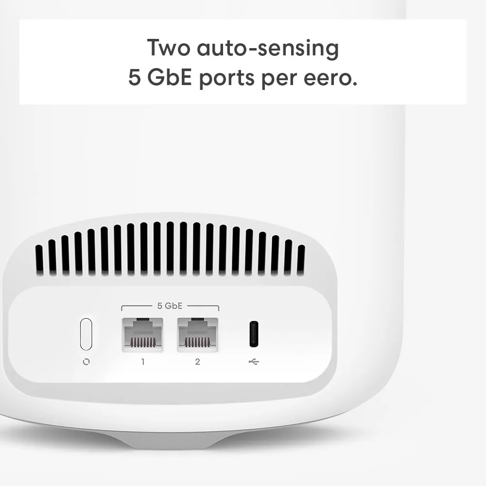 Amazon eero Pro 7 with 1 month free eero Plus (auto-renews) - Supports internet plans up to 5 Gbps, Coverage up to 6,000 sq. ft., Connect 600  devices, 3-pack