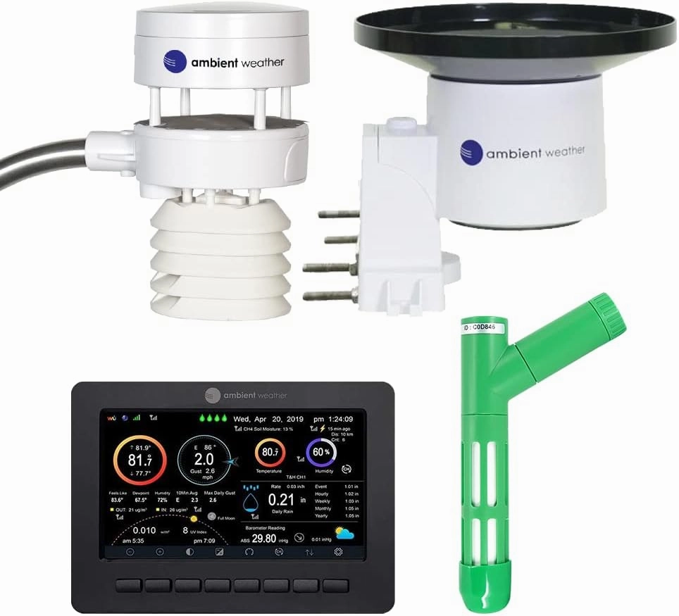 Ambient Weather WS-5000 Garden Bundle - Ultrasonic Smart Weather Station for The Garden w/WiFi Remote Monitoring and Alerts