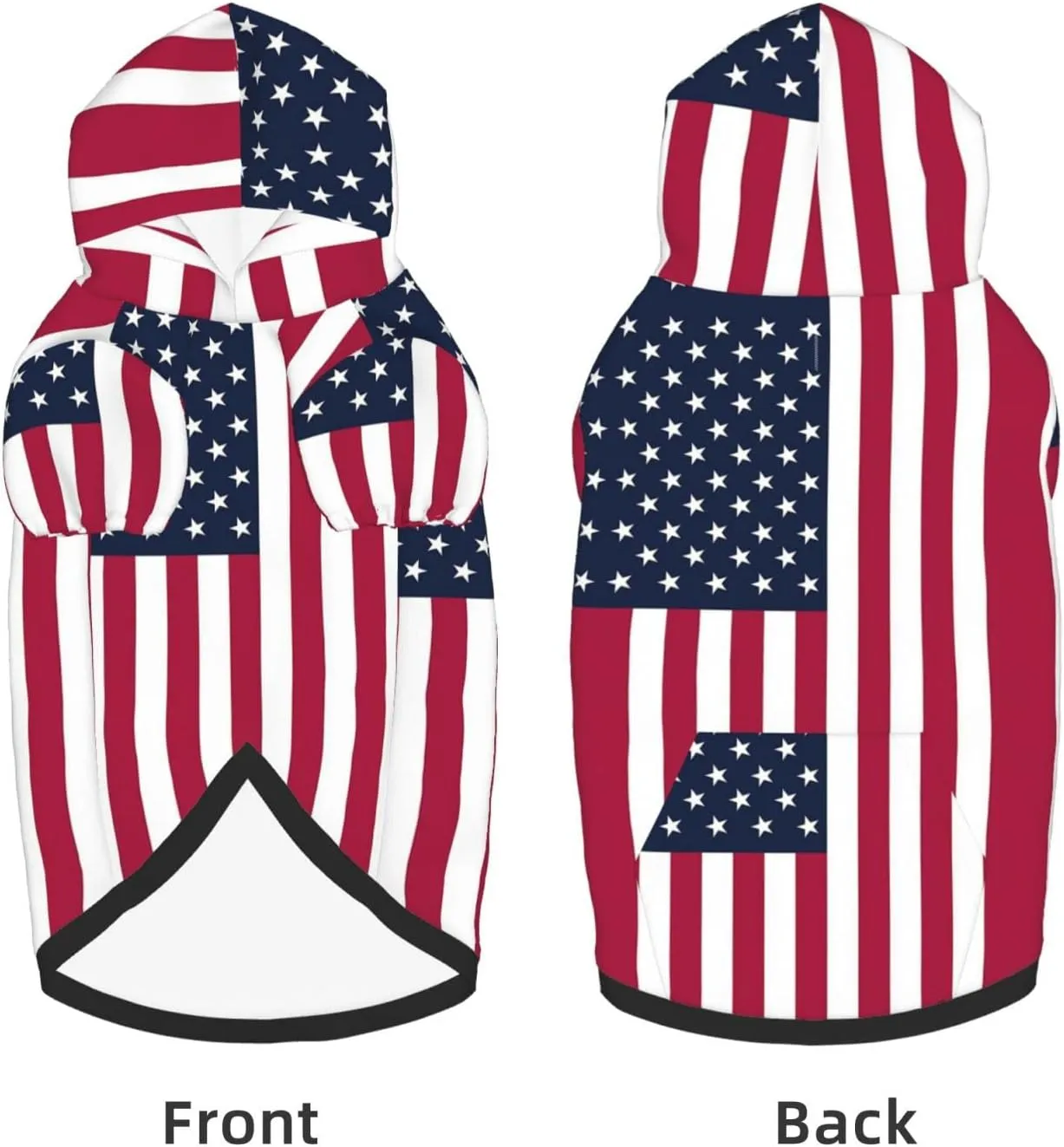 American Flag Dog Hoodie Sweater with Leash Hole and Pocket Cold Weather Clothes for Medium Large Dogs