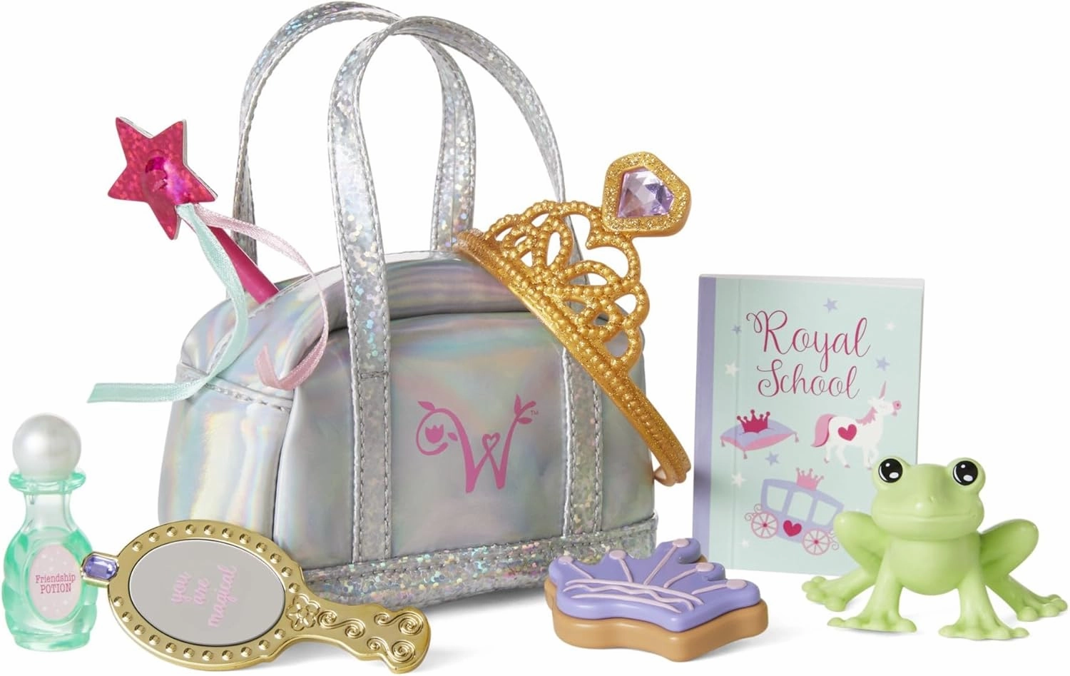 American Girl WellieWishers 14.5-inch Doll Ready to Be Royal Accessories with Bag, Hand Mirror, and Tiara, For Ages 4 