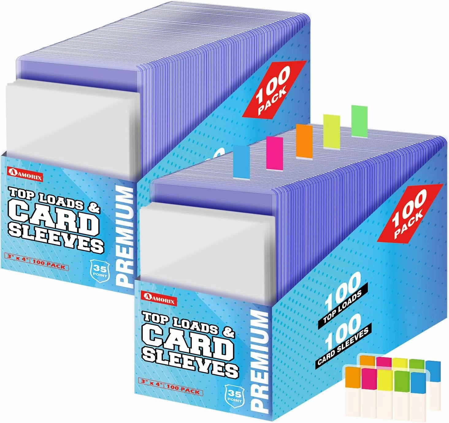 AMORIX 400 Card Sleeves Top Loads, 3"X4" Baseball Card Protectors, Hard Plastic & Soft Sleeves (200 Hard   200 Soft), PVC Material, Clear, 400 Pieces