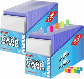 AMORIX 400 Card Sleeves Top Loads, 3"X4" Baseball Card Protectors, Hard Plastic & Soft Sleeves (200 Hard   200 Soft), PVC Material, Clear, 400 Pieces
