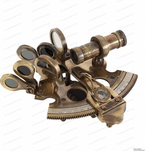 Antique Style Solid Brass Ship Sextant with Leather Box – Vintage Nautical Navigation Tool | Maritime Decor Gift