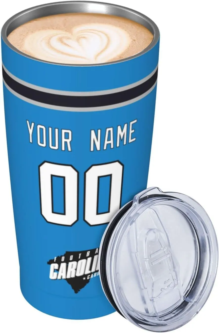 ANTKING Carolina Cup Insulated Tumbler with Straw Customized Personalized Any Name & Number 20 oz Gifts for Men