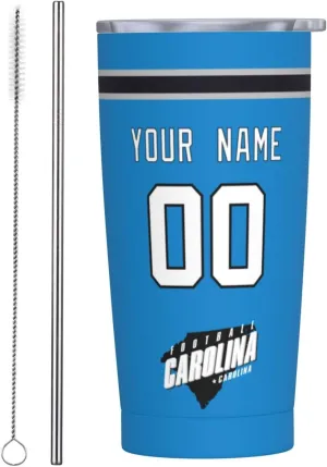 ANTKING Carolina Cup Insulated Tumbler with Straw Customized Personalized Any Name & Number 20 oz Gifts for Men