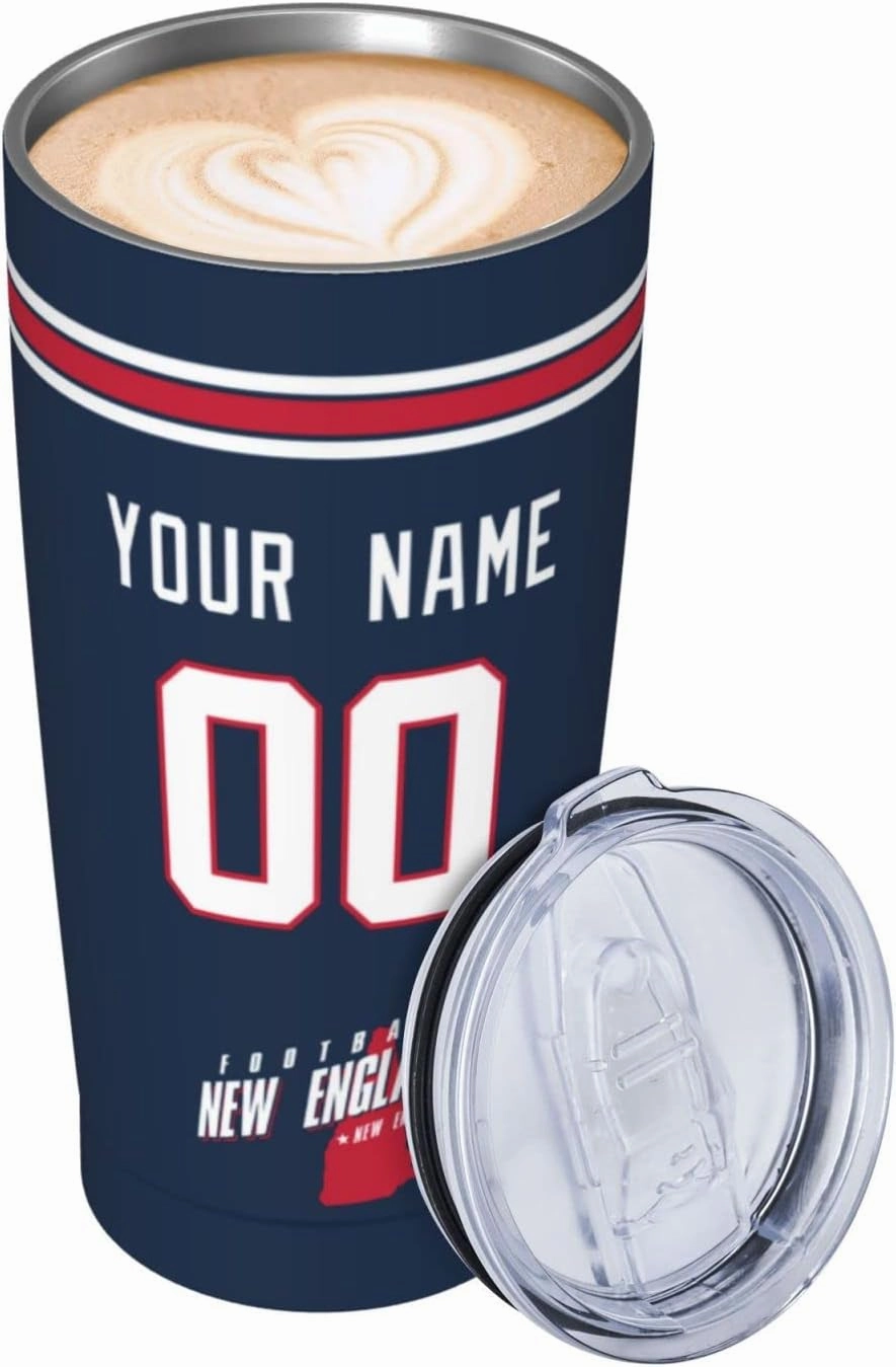 ANTKING New Engl and Cup Insulated Tumbler with Straw Customized Personalized Any Name & Number 20 oz Gifts for Men