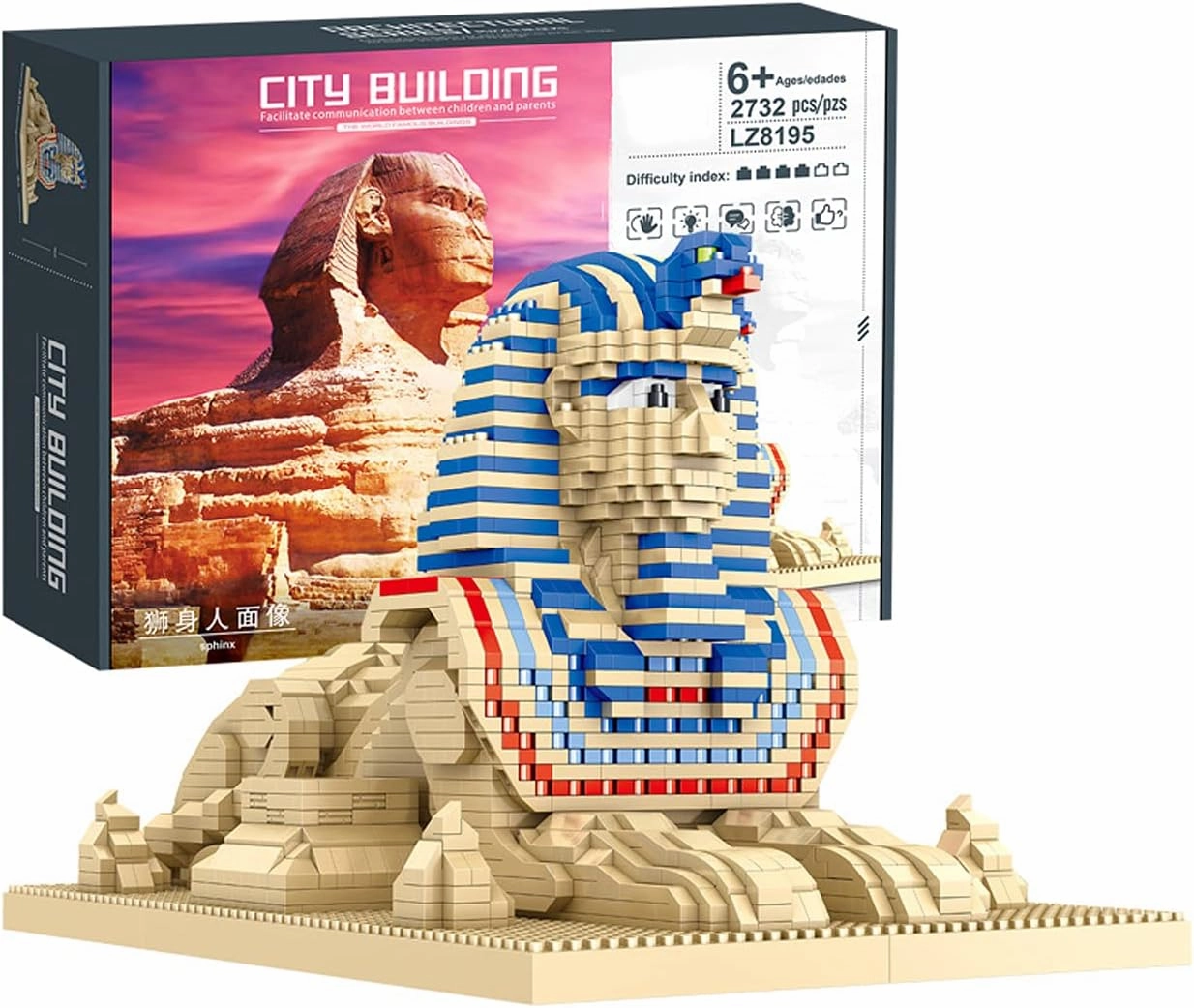 Architecture Egypt The Great Sphinx Statue Micro Building Blocks (2732 Pieces) Creative Building Set for Adults and Teens