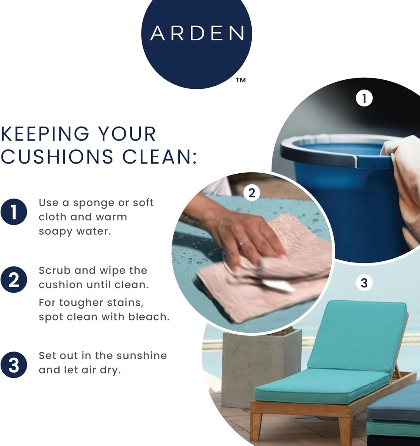 ARDEN Adirondack Chair Cushion, 2 Pack, 20 x 18, Rain-Proof, Fade Resistant, Cushion for Adirondack, Rocking and Outdoor Chairs 20 x 18, French Blue Texture