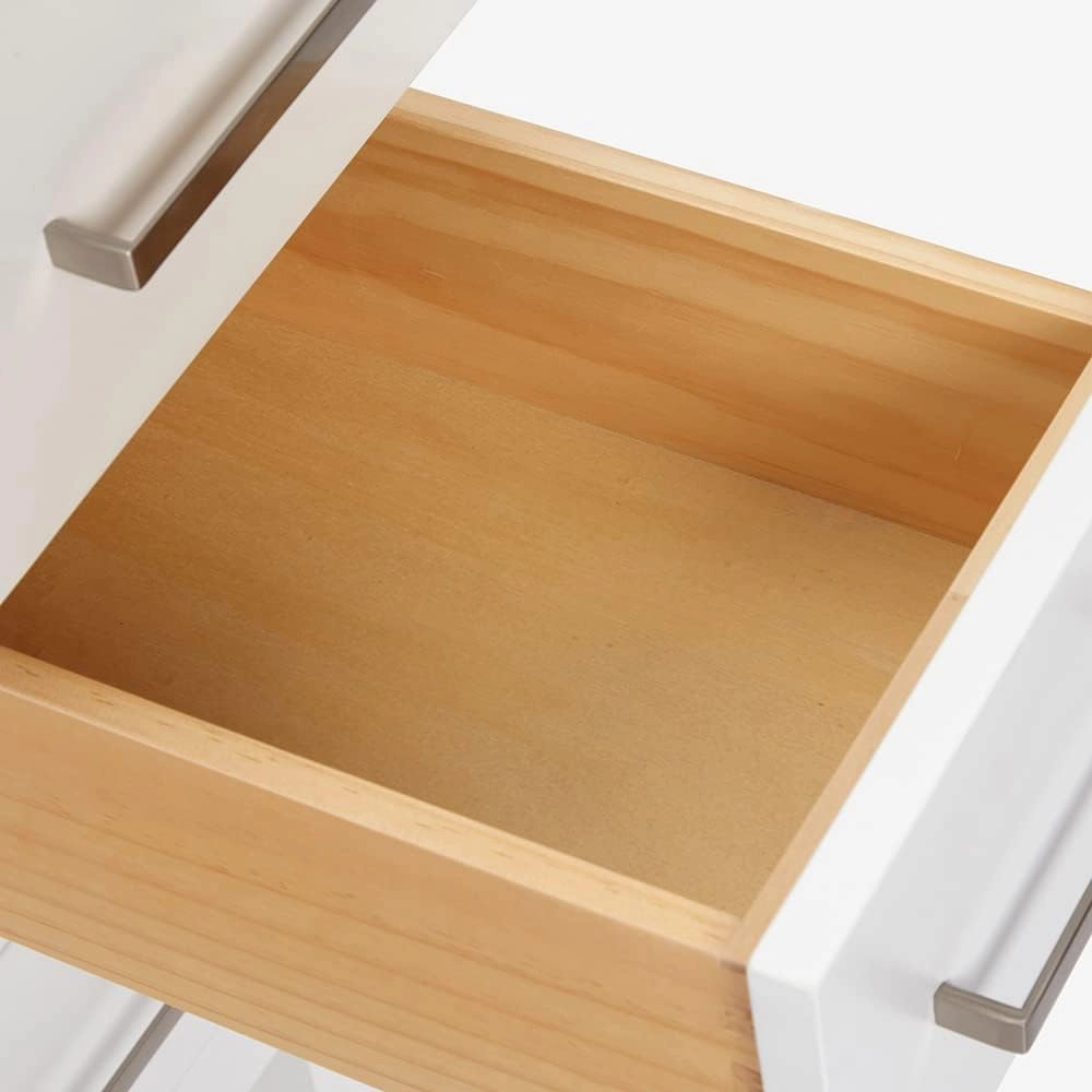 ARIEL Cambridge 37 Inch Bathroom Vanity with Single Sink, White Bathroom Vanity, Solid Wood Vanity Cabinet, White Quartz Top 1.5-Inch Edge, Right Oval Undermount Sink, 2 Soft Closing Doors, 5 Drawers