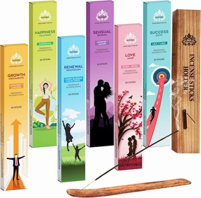Aromatic Incense Sticks Gift Set – 120 Natural & Non-Toxic Incense Sticks | 6 Soothing Scents | Home, Meditation, Relaxation & Yoga | Free Incense Holder | Inciensos - Gifts for Women