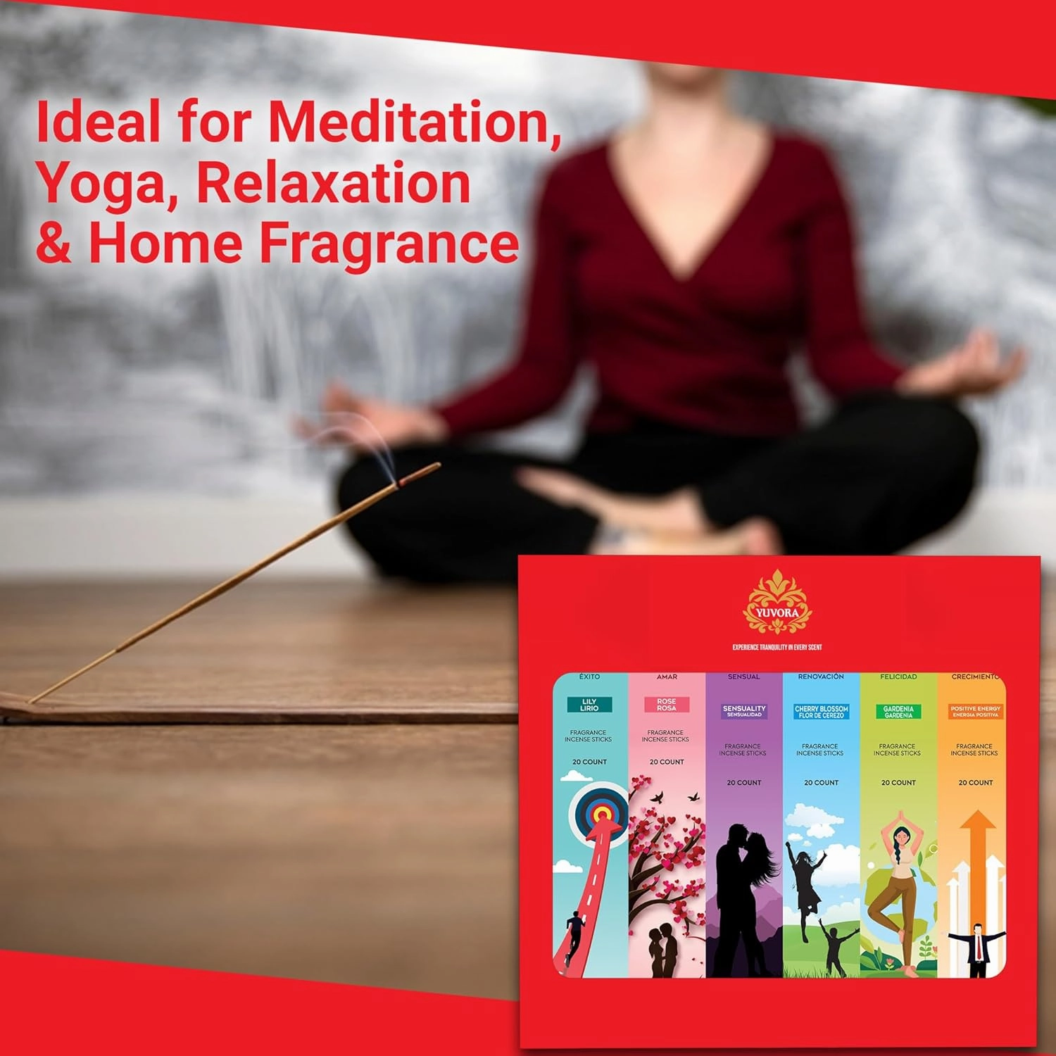 Aromatic Incense Sticks Gift Set – 120 Natural & Non-Toxic Incense Sticks | 6 Soothing Scents | Home, Meditation, Relaxation & Yoga | Free Incense Holder | Inciensos - Gifts for Women