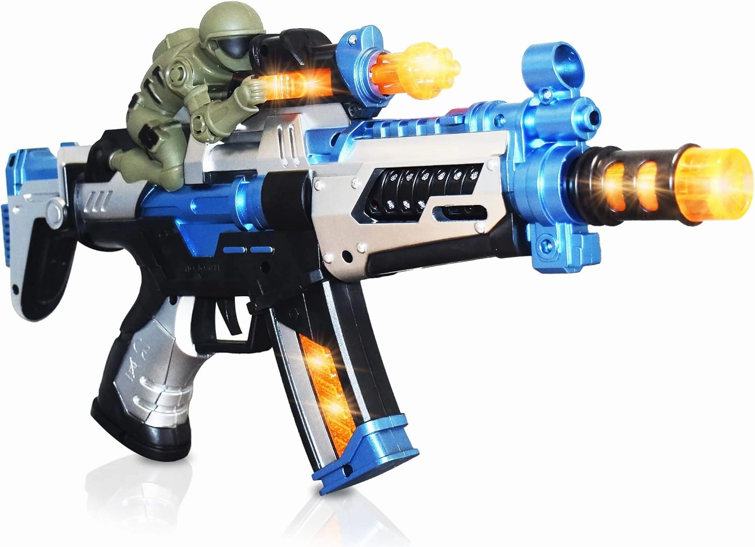 ArtCreativity FuryX Light Up Toy Gun for Kids with Vibrating Man - 16 Inch Blaster Gun with LED Lights, Sound Effects, and Vibration Feedback - Cool Toy Guns in Colorful Box, Toy Guns for Boys 4-6