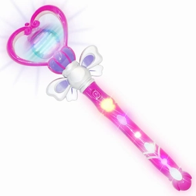 ArtCreativity Light Up Heart Wand for Kids - 13.5-Inch Magical Princess Toy With Spinning LEDs & Sound, Perfect Valentine's Day Gift for Girls, Purple