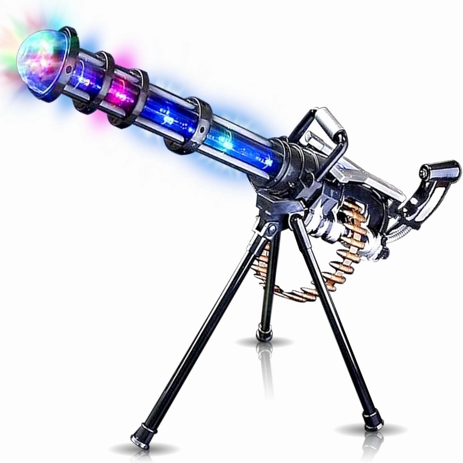 ArtCreativity Light Up Rotary Machine Toy Gun with Tripod Stand - Rotating Barrel, LED and Sound Effects - 23 Inch Pretend Play Military Rifle - Batteries Included - Gift for Kids