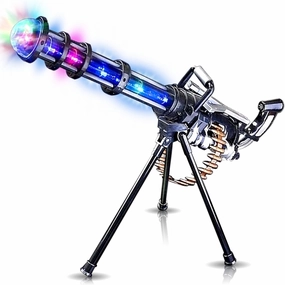 ArtCreativity Light Up Rotary Machine Toy Gun with Tripod Stand - Rotating Barrel, LED and Sound Effects - 23 Inch Pretend Play Military Rifle - Batteries Included - Gift for Kids